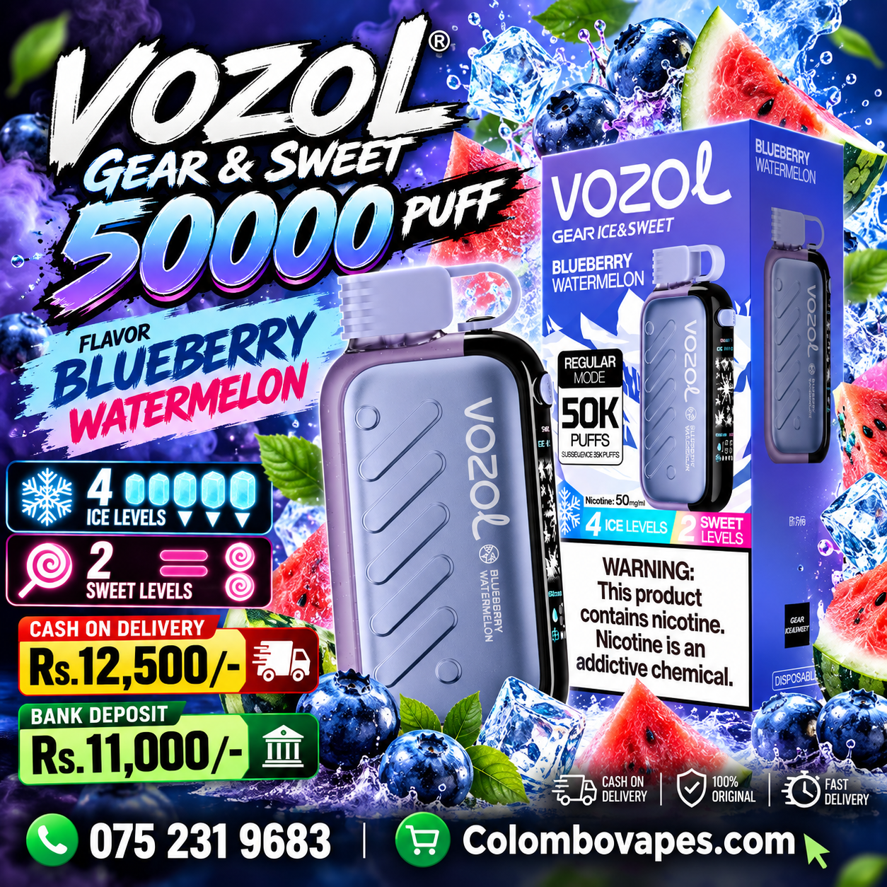 Vozol Gear & Sweet 50k Blueberry Watermelon