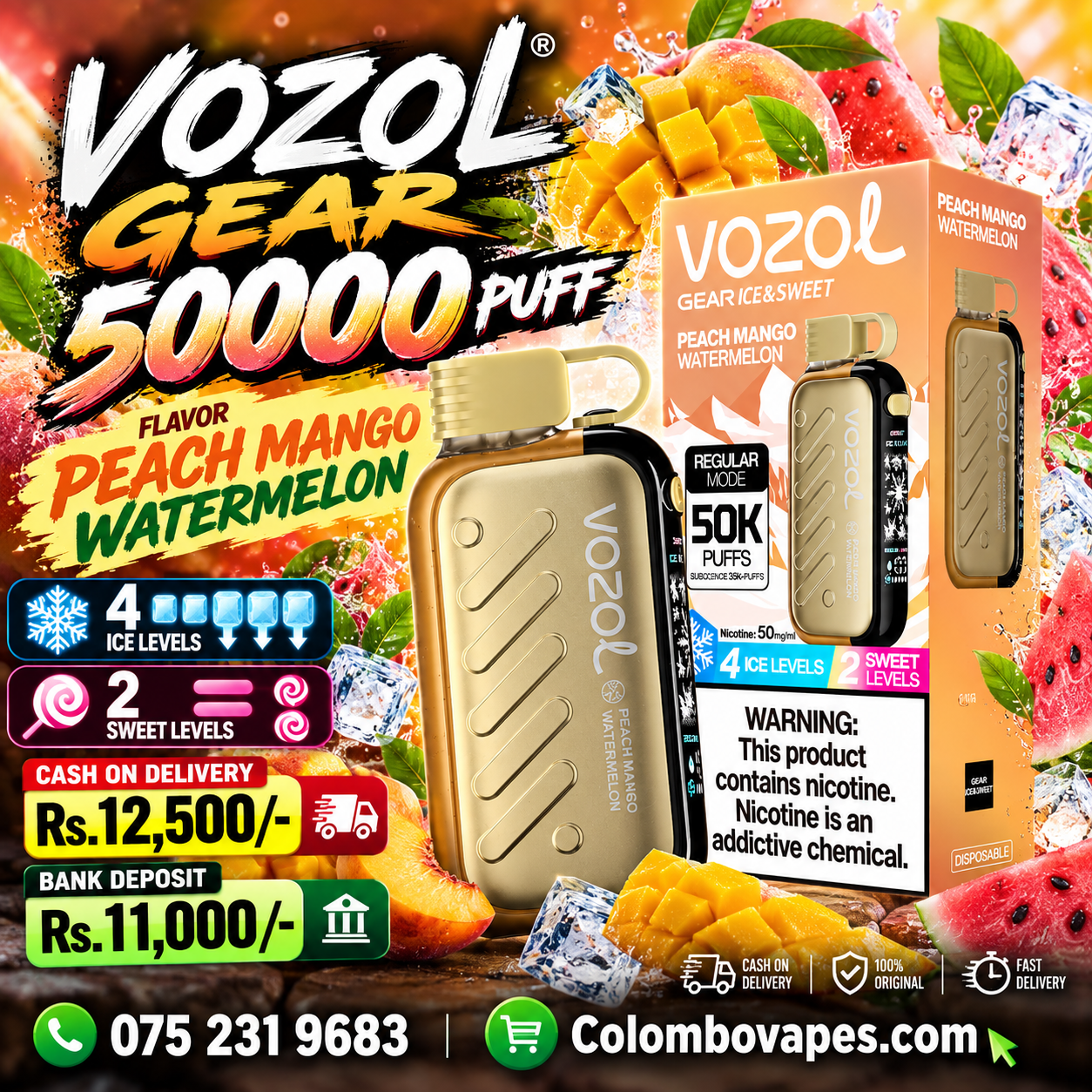 Vozol Gear & Sweet 50k Peach Mango Watermelon