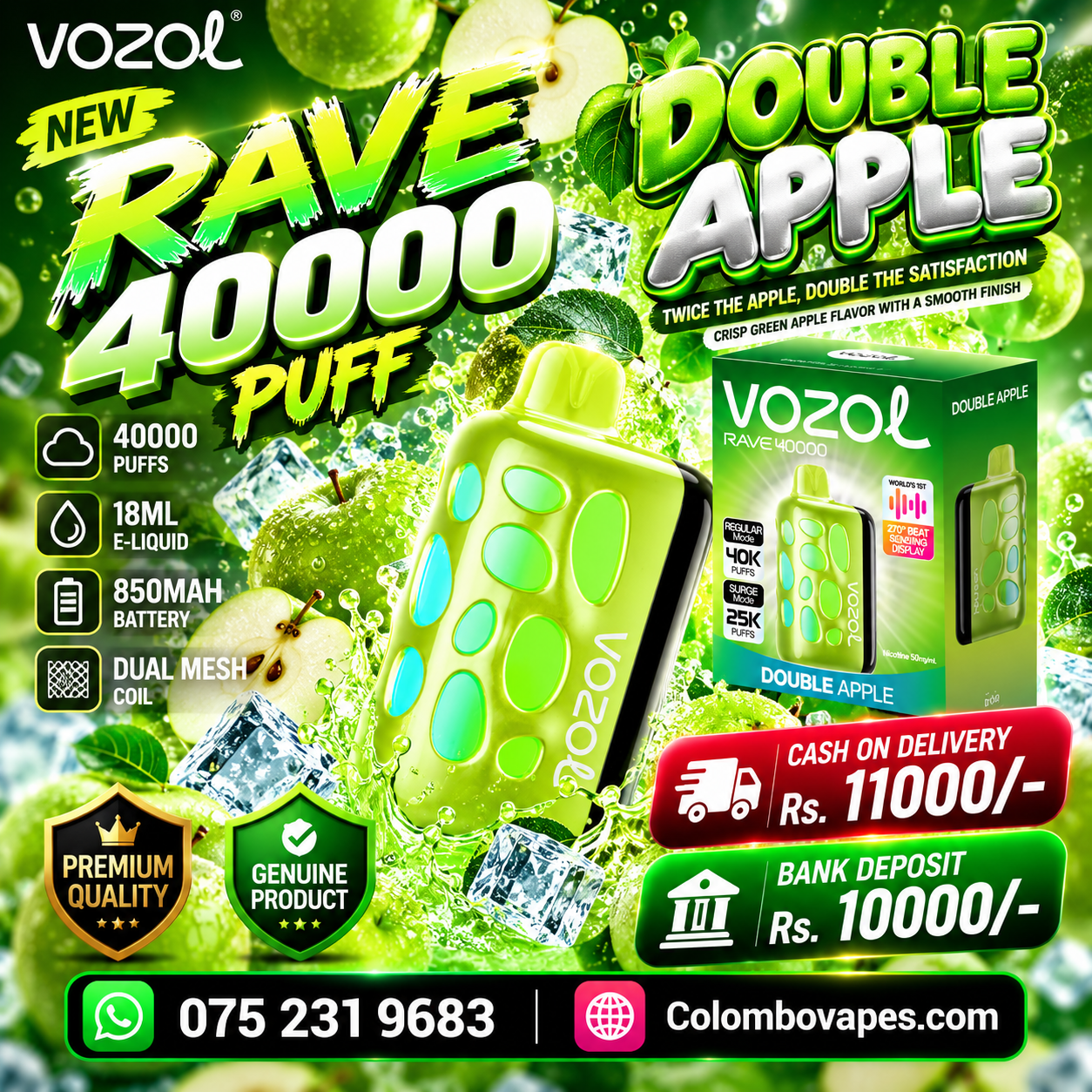 Vozol Rave Double Apple 40000Puff