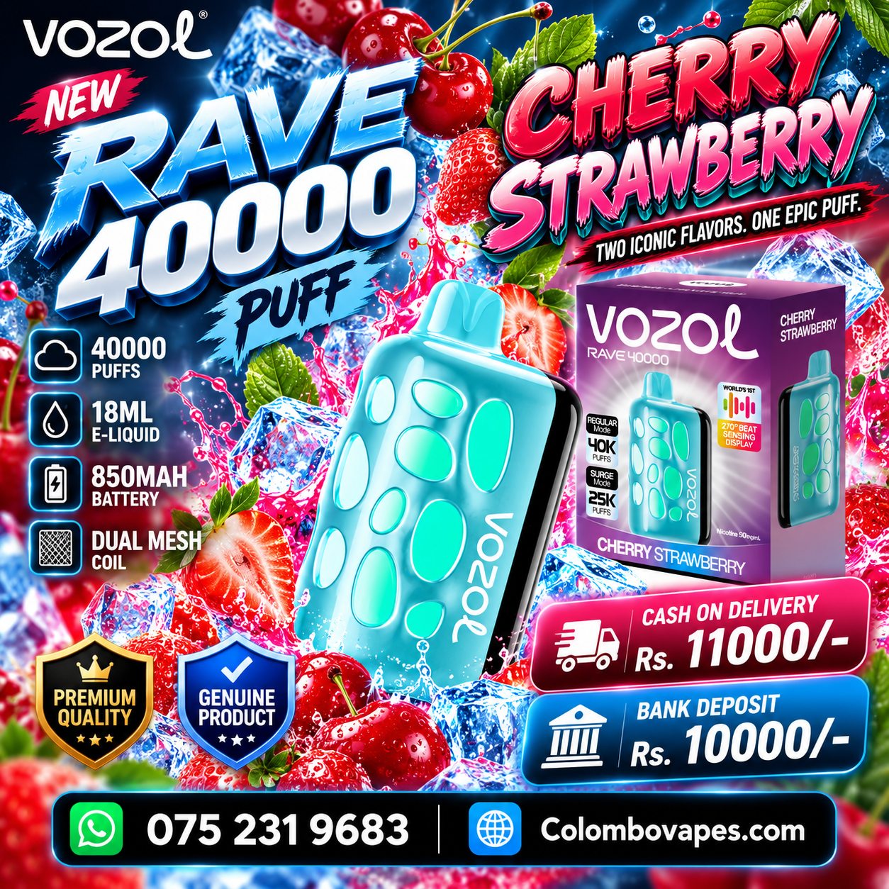 Vozol Rave Cherry Strawberry 40000Puff